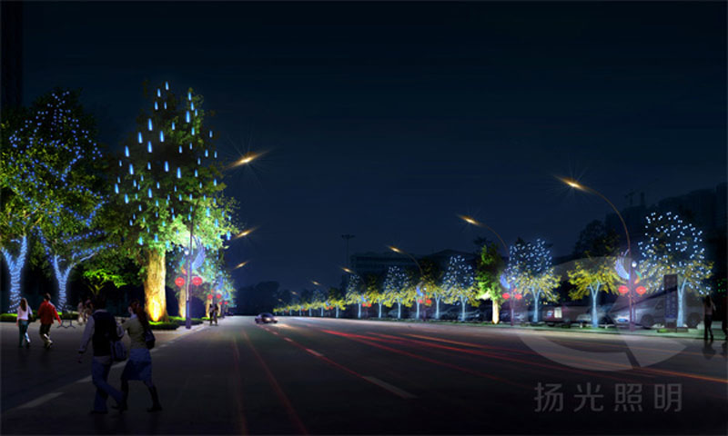 城市道路夜景亮化工程設計效果圖