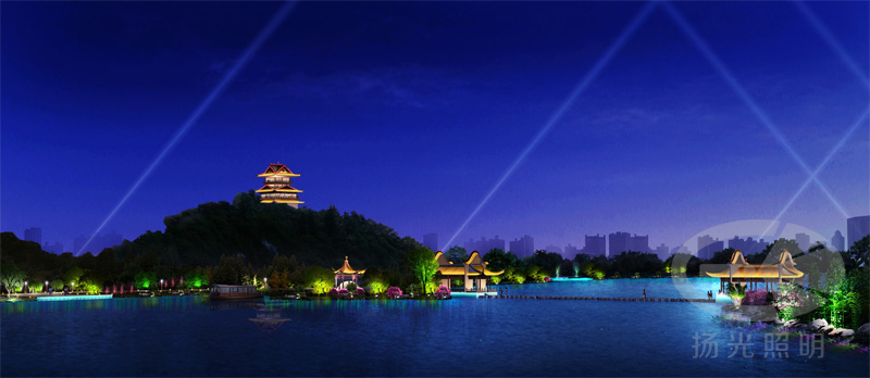 園林夜景燈光照明設計效果圖一