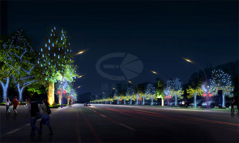 城市道路夜景燈光設(shè)計效果圖一